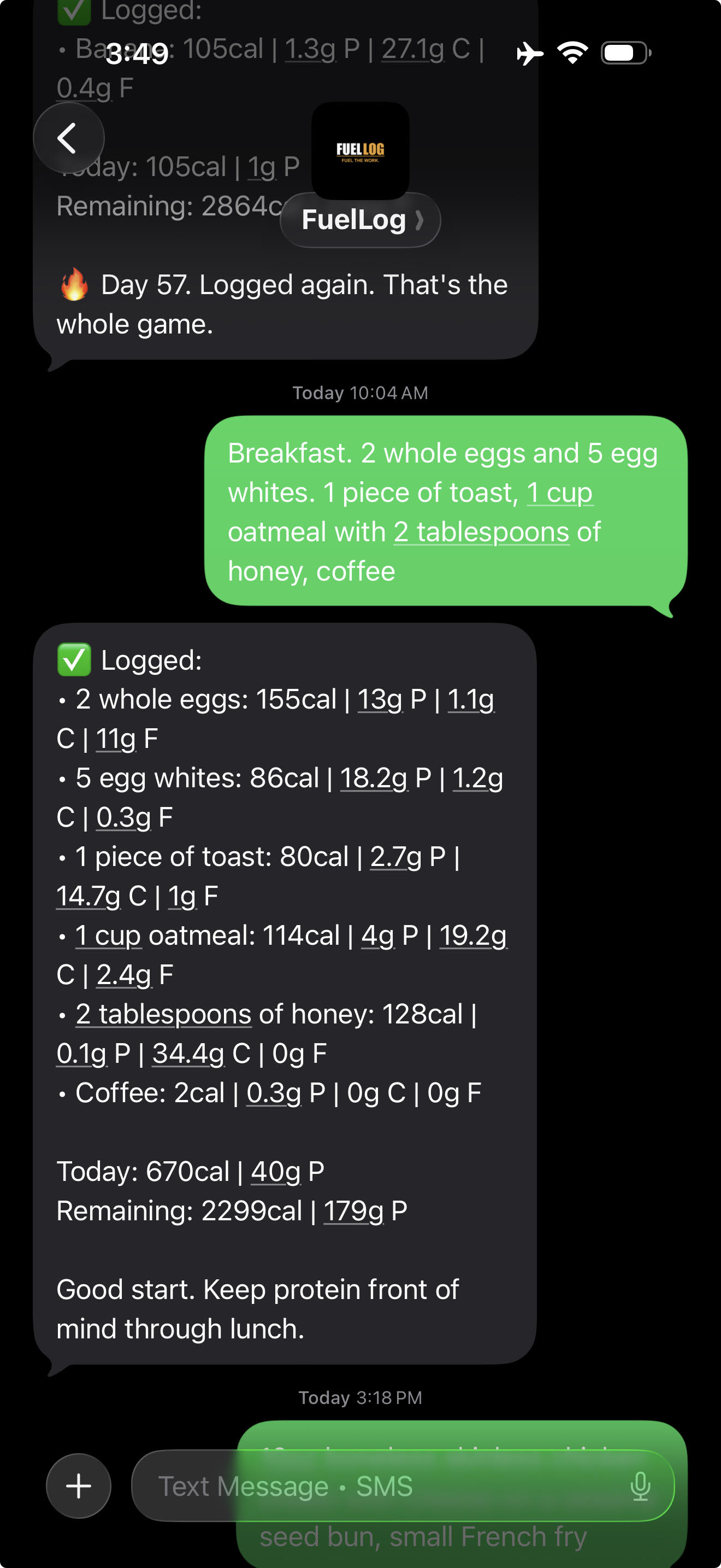FuelLog SMS text logging